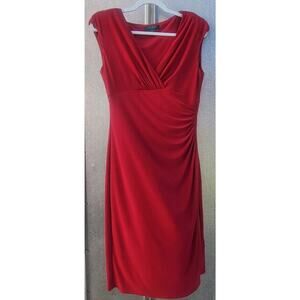 Lauren Ralph Lauren Red Knee-Length Ruched Sheath Dress Size 10